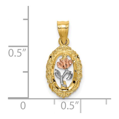 14K Two-Tone Gold Oval Frame Pendant – view 4