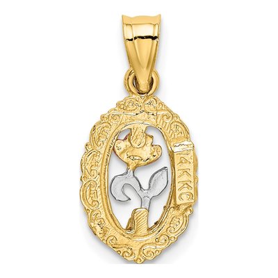 14K Two-Tone Gold Oval Frame Pendant – view 5