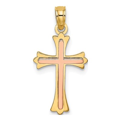 14K Two-Tone Gold Cross Pendant