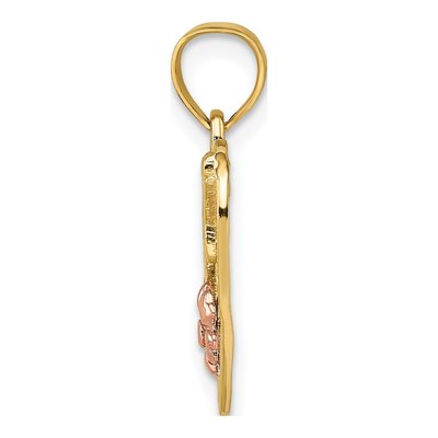 14K Two-Tone Gold Wife Heart Flower Number 1 Charm – view 3