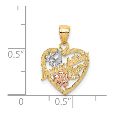 14K Two-Tone Gold Daughter Heart Number 1 Charm – view 4