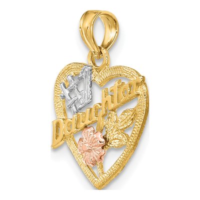 14K Two-Tone Gold Daughter Heart Number 1 Charm – view 6