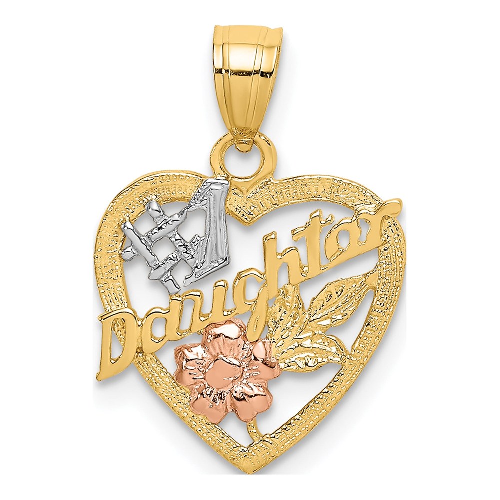 14K Two-Tone Gold #1 Daughter Heart Charm