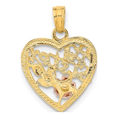 14K Two-Tone Gold Sister Heart Flowers Number 1 Charm – view 5