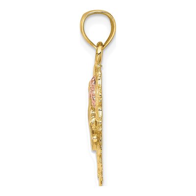 14K Two-Tone Gold MOM Heart Flower Pendant – view 3