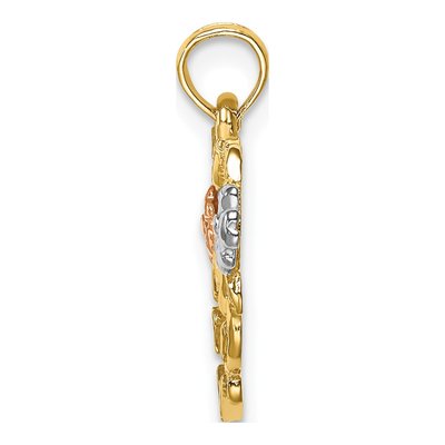 14K Two-Tone Gold MOM Heart Charm – view 3