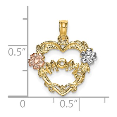 14K Two-Tone Gold MOM Heart Charm – view 4