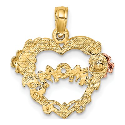 14K Two-Tone Gold MOM Heart Charm – view 5