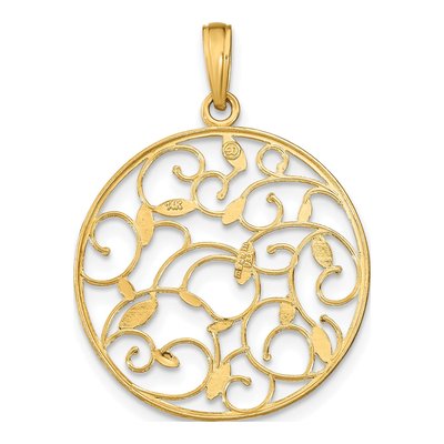 14K Yellow Gold Floral Medallion Pendant – view 5