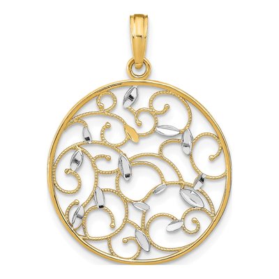14K Yellow Gold Floral Medallion Pendant