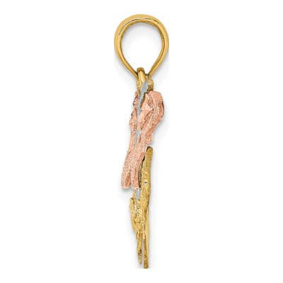 14K Two-Tone Gold Diamond-Cut Butterfly Pendant – view 3