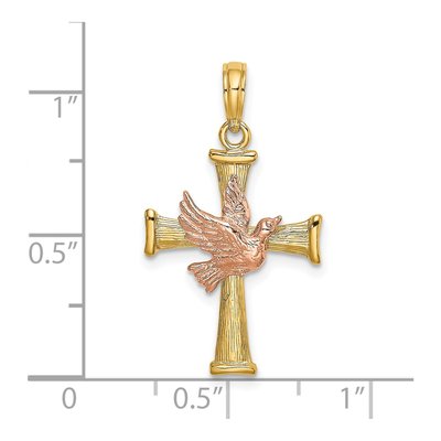 14K Two-Tone Gold Cross Pendant – view 4