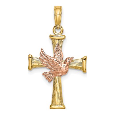 14K Two-Tone Gold Cross Pendant