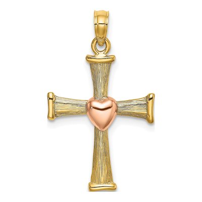 14K Two-Tone Gold Cross Pendant