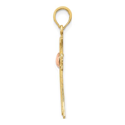 14K Two-Tone Gold Textured Cross Heart Charm – view 3