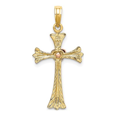 14K Two-Tone Gold Textured Cross Heart Charm – view 5