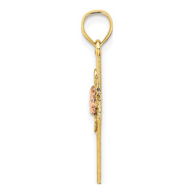 14K Two-Tone Gold Textured Cross Flower Charm – view 3