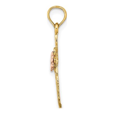 14K Two-Tone Gold Cut-Out Cross Flower Charm – view 3