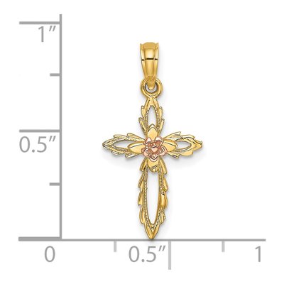 14K Two-Tone Gold Cross Charm – view 4