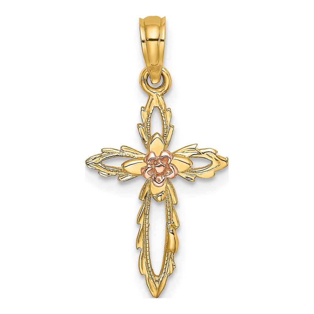 14K Two-Tone Gold Cross Charm