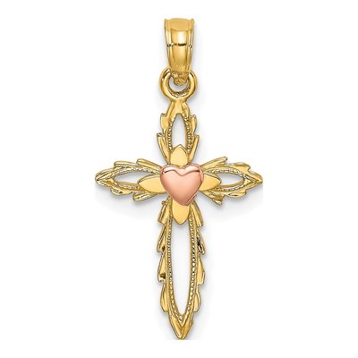 14K Two-Tone Gold Cross Pendant