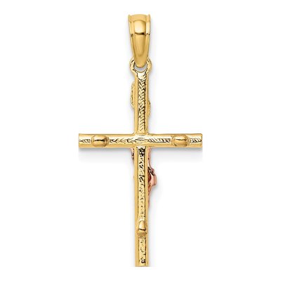 14K Two-Tone Gold Cross Crucifix Pendant – view 5