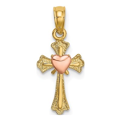 14K Two-Tone Gold Cross Pendant