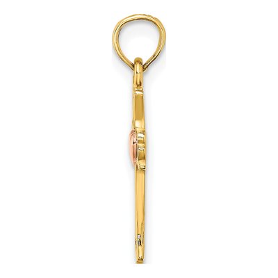 14K Two-Tone Gold Heart Cross Pendant – view 3