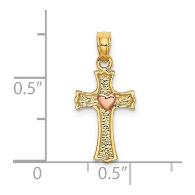 14K Two-Tone Gold Heart Cross Pendant – view 4