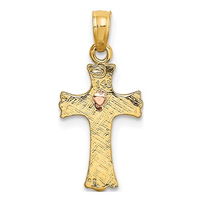 14K Two-Tone Gold Heart Cross Pendant – view 5