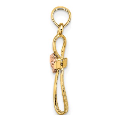 14K Two-Tone Gold Twisted Cross Flower Pendant – view 3