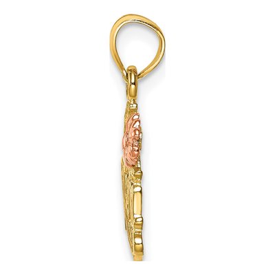 14K Two-Tone Gold MOM Flower Number 1 Pendant – view 3