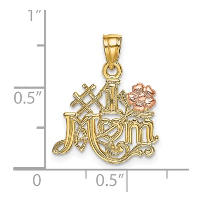 14K Two-Tone Gold MOM Flower Number 1 Pendant – view 4