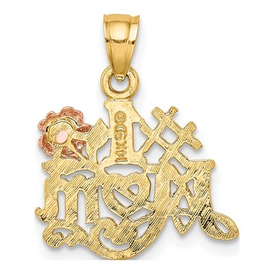 14K Two-Tone Gold MOM Flower Number 1 Pendant – view 5