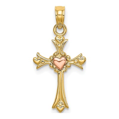 14K Two-Tone Gold Cross Pendant