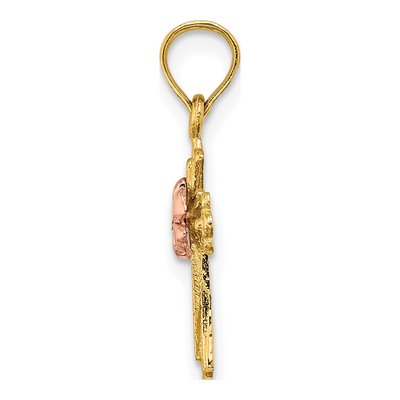 14K Two-Tone Gold Cross Charm – view 3