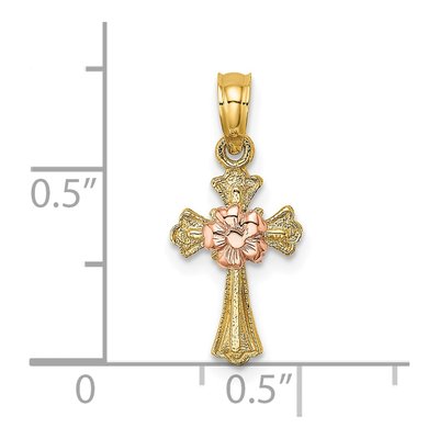 14K Two-Tone Gold Cross Charm – view 4