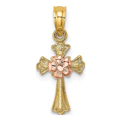 14K Two-Tone Gold Cross Charm