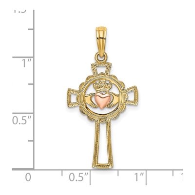 14K Two-Tone Gold Claddagh Cross Pendant – view 4