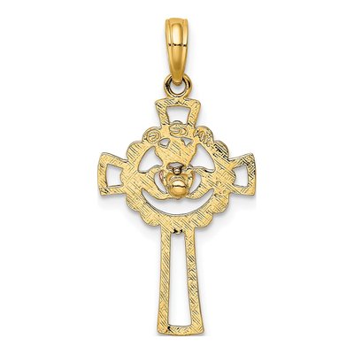 14K Two-Tone Gold Claddagh Cross Pendant – view 5