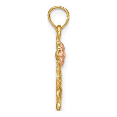 14K Two-Tone Gold Dog Holding Flower Charm – view 3