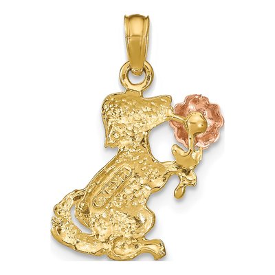 14K Two-Tone Gold Dog Holding Flower Charm – view 5
