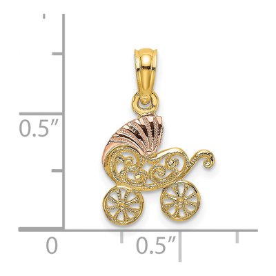14K Two-Tone Gold Baby Carriage Charm – view 4