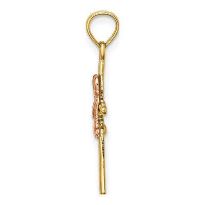14K Two-Tone Gold Boy on Cross Pendant – view 3