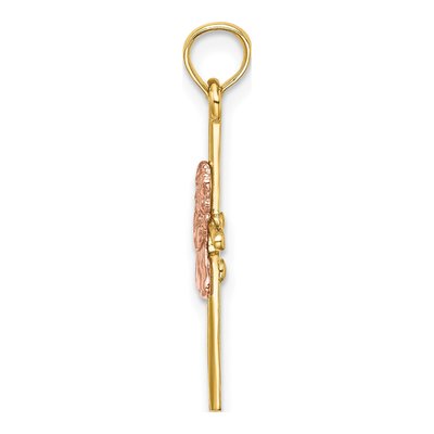 14K Two-Tone Gold Girl on Cross Pendant – view 3