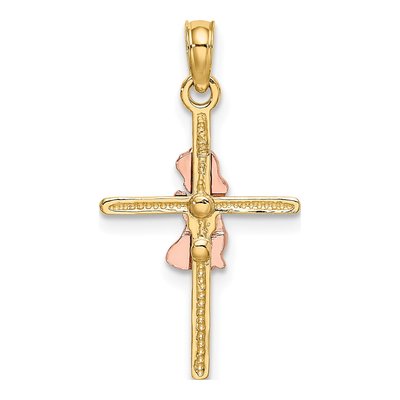 14K Two-Tone Gold Girl on Cross Pendant – view 5