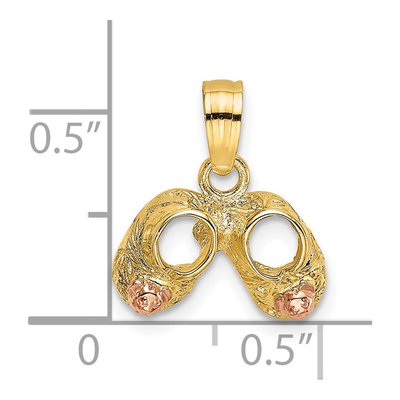 14K Two-Tone Gold Baby Booties Teddy Bear Charm – view 4