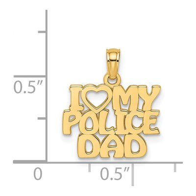 14K Yellow Gold I Heart My Police Dad Pendant – view 4