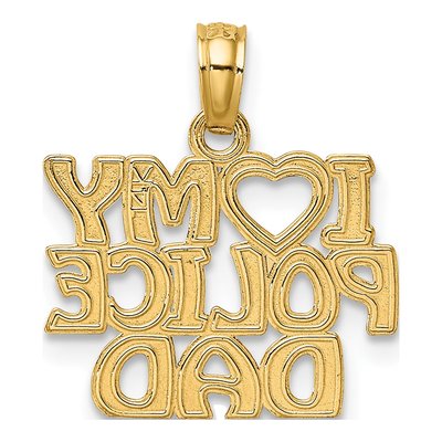 14K Yellow Gold I Heart My Police Dad Pendant – view 5
