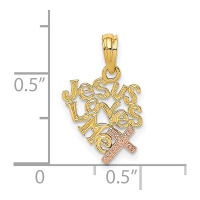 14K Two-Tone Gold Jesus Loves Me Cross Charm – view 4